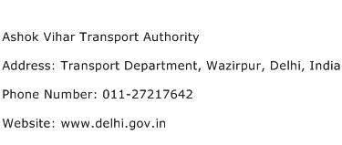 Ashok Vihar Transport Authority Address Contact Number