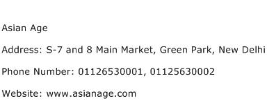 Asian Age Address Contact Number