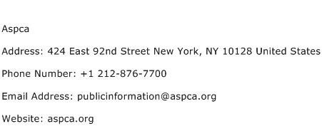 Aspca Address Contact Number