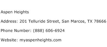 Aspen Heights Address Contact Number