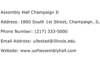 Assembly Hall Champaign Il Address Contact Number
