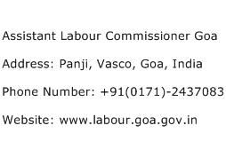 Assistant Labour Commissioner Goa Address Contact Number