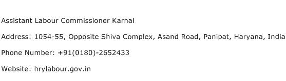 Assistant Labour Commissioner Karnal Address Contact Number
