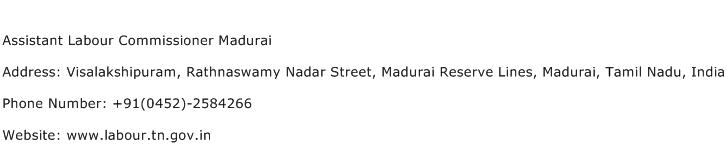 Assistant Labour Commissioner Madurai Address Contact Number
