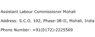 Assistant Labour Commissioner Mohali Address Contact Number