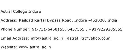 Astral College Indore Address Contact Number
