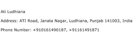 Ati Ludhiana Address Contact Number