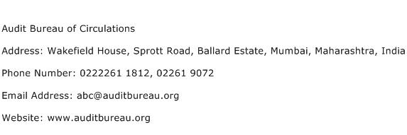 Audit Bureau of Circulations Address Contact Number