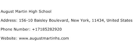 August Martin High School Address Contact Number