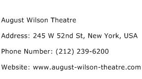 August Wilson Theatre Address Contact Number