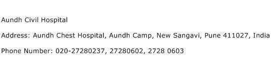 Aundh Civil Hospital Address Contact Number