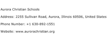 Aurora Christian Schools Address Contact Number