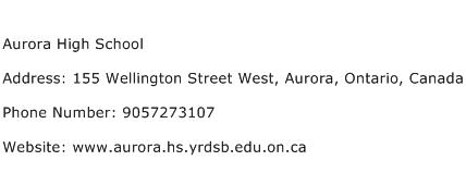 Aurora High School Address Contact Number