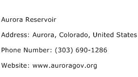 Aurora Reservoir Address Contact Number