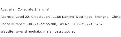 Australian Consulate Shanghai Address Contact Number