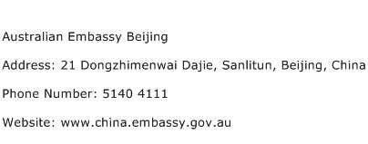 Australian Embassy Beijing Contact Number of Australian Embassy Beijing
