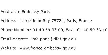 Australian Embassy Paris Address Contact Number