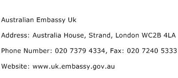 Australian Embassy Uk Address Contact Number