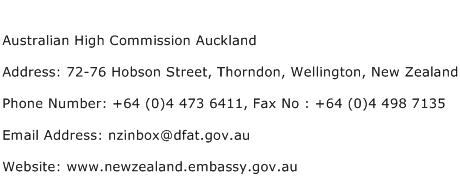 Australian High Commission Auckland Address Contact Number