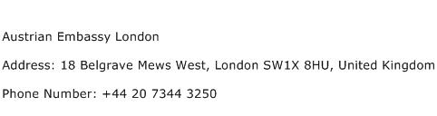 Austrian Embassy London Address Contact Number