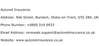 Autonet Insurance Address Contact Number