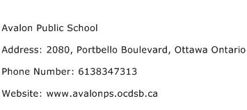 Avalon Public School Address Contact Number