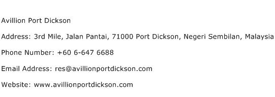 Avillion Port Dickson Address Contact Number