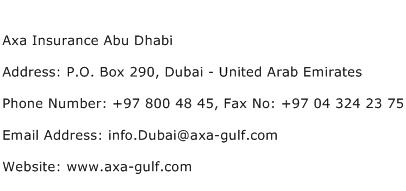 Axa Insurance Abu Dhabi Address Contact Number