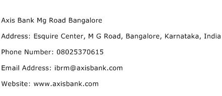 Axis Bank Mg Road Bangalore Address Contact Number