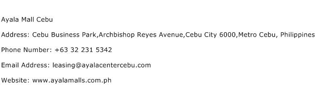 Ayala Mall Cebu Address Contact Number