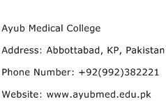 Ayub Medical College Address Contact Number