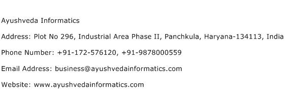Ayushveda Informatics Address Contact Number