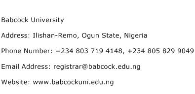Babcock University Address Contact Number