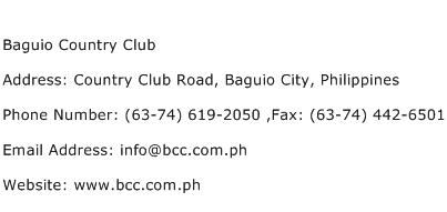 Baguio Country Club Address Contact Number