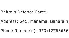 Bahrain Defence Force Address Contact Number