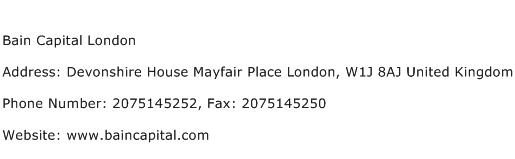 Bain Capital London Address Contact Number
