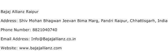 Bajaj Allianz Raipur Address Contact Number