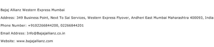 Bajaj Allianz Western Express Mumbai Address Contact Number