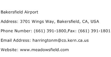 Bakersfield Airport Address Contact Number
