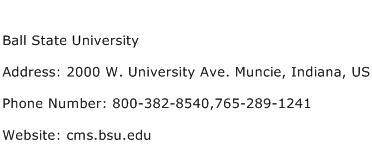 Ball State University Address Contact Number
