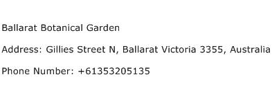 Ballarat Botanical Garden Address Contact Number