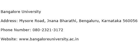 Bangalore University Address Contact Number
