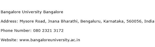 Bangalore University Bangalore Address Contact Number