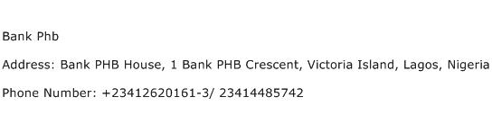 Bank Phb Address Contact Number