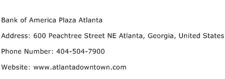 Bank of America Plaza Atlanta Address Contact Number