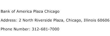 Bank of America Plaza Chicago Address Contact Number