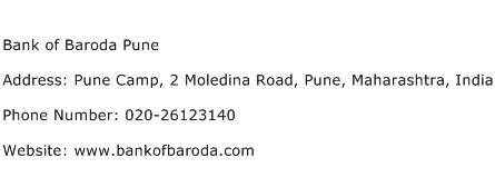 Bank of Baroda Pune Address Contact Number