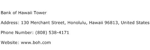 Bank of Hawaii Tower Address Contact Number
