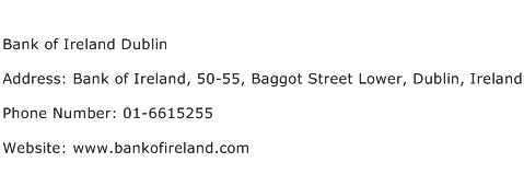 Bank of Ireland Dublin Address Contact Number