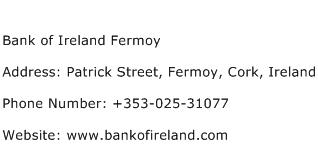 Bank of Ireland Fermoy Address Contact Number